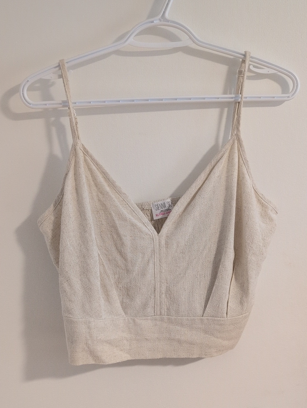 Sienna Sky Cream Textured V-Neck Cropped Cami